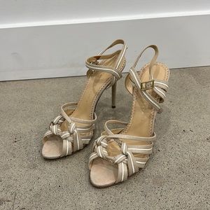Charlotte Olympia beige open toe sandals heel height 4.5 inches
